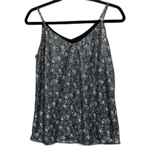 Ann Taylor LOFT Black and Silver Floral Camisole - Size XS